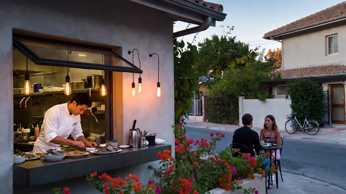 Dusk at a Rinconada bistro — the quiet neighborhood where the town actually goes to dinner
