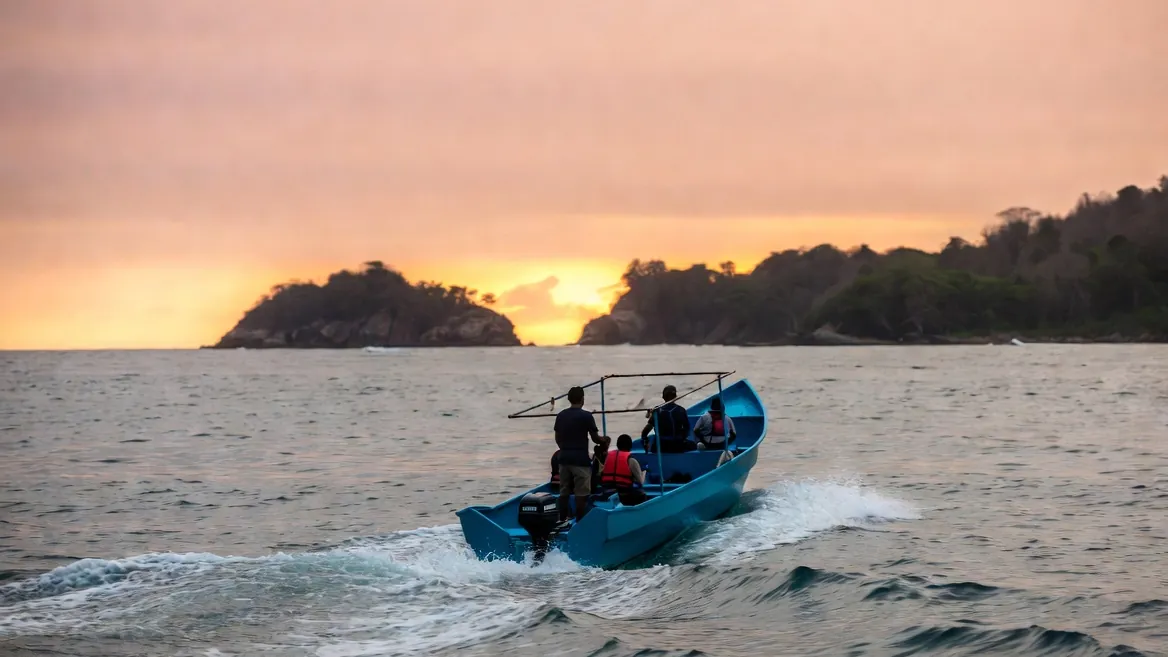 A panga heads out from Puerto Escondido at dawn, the start of every tour on this coast